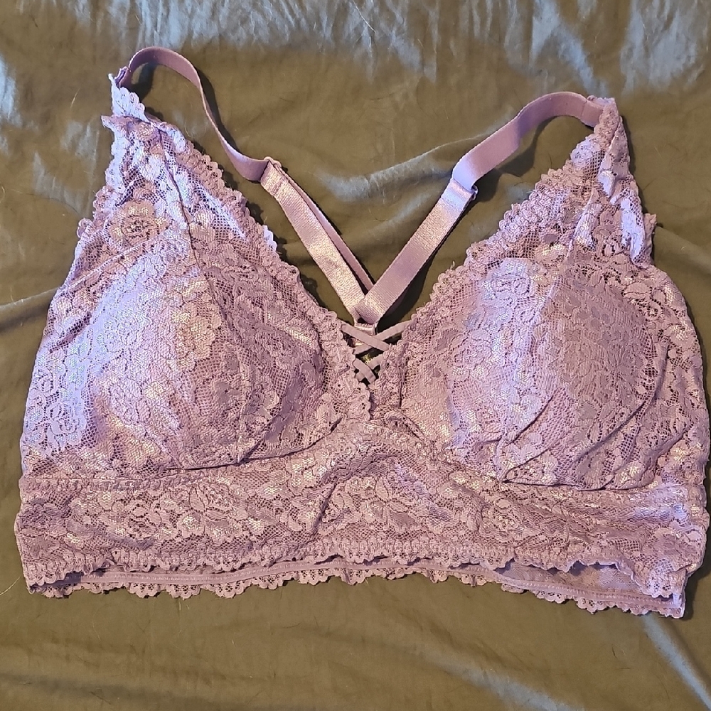 Purple Lace Longline Bra with Adjustable Straps
